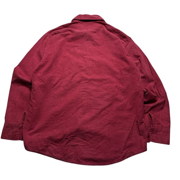 Vintage Arctic Chamois Shirt Button L USA Made 90s Mens Long Sleeve Red Solid - Picture 7 of 7